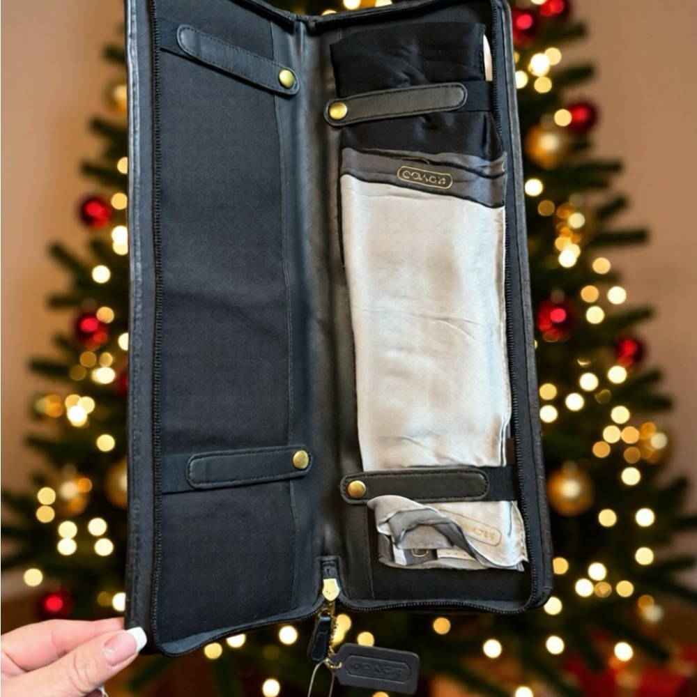 Coach Black leather travel organiser for scarfs and ties